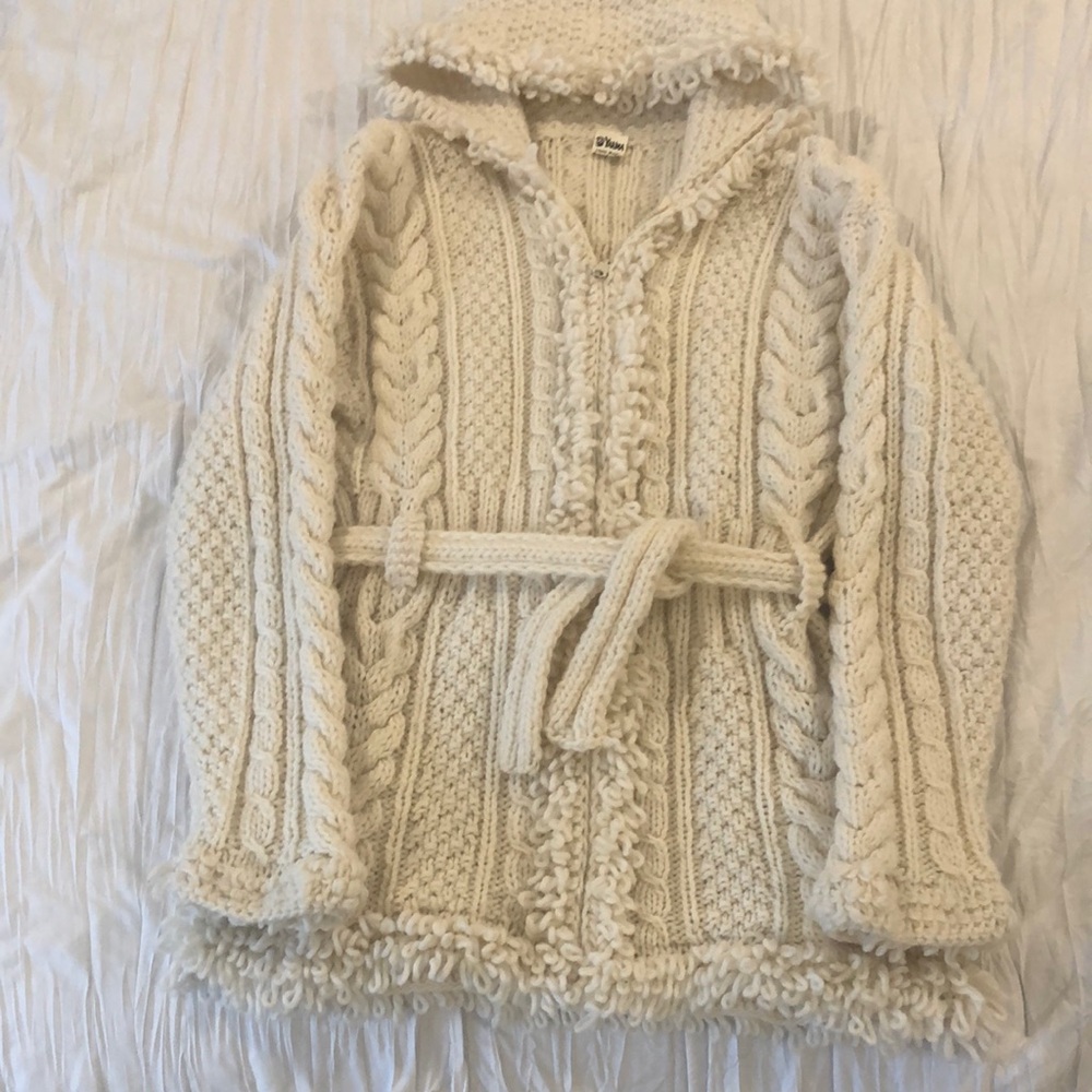 Chic Cream Hooded Knit Cardigan